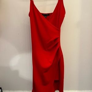 mini red dress with side rouching